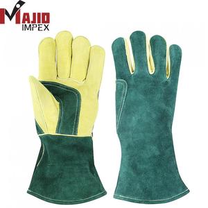 Gants de soudage en cuir de vachette résistant au feu avec logo personnalisé, meilleur prix, Majid Impex Mi-6004, 14 pouces, pour travaux en direct - Product Image 3
