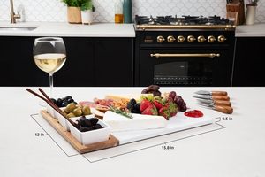 Ensemble de plateaux rectangulaires en marbre, ardoise et bambou pour fromage et charcuterie, avec couteaux en acier inoxydable, pour restaurant - Product Image 3