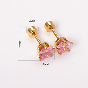 أقراط يدوية الصنع 2022، أحدث إصدار، 12 زوج/مجموعة، أقراط خمس نجوم مع كرات كريستالية متنوعة، مطلية بالذهب من التيتانيوم - Product Image 2