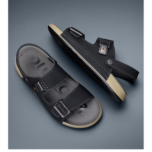 Sandales à enfiler en cuir PU pour hommes, décontractées, avec fonction de massage - Product Image 1