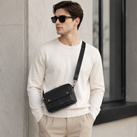 Sac messager vintage en cuir PU pour homme, imperméable, décontracté, avec fermeture éclair, vente en gros