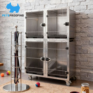 Paslanmaz Çelik Evcil Hayvan Kafesi Yuvarlak Köşeli Modüler Kafes Sistemi Veteriner Klinikleri için Tekerlekli Köpek Kafesi ve Kedi Kafesleri - Product Image 1