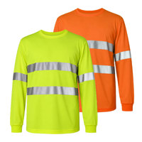 Camiseta de Seguridad Reflectante de Alta Visibilidad Clase 2, Color Naranja Fluorescente, Manga Larga, Transpirable, con Logotipo Personalizado para Trabajos en Carretera