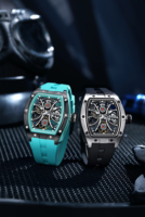 Montre mécanique automatique squelette de luxe, boîtier en or rose, style tourbillon, montre-bracelet pour homme, bracelet en silicone, prête à être expédiée
