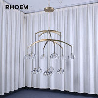 Lustre en laiton et cristal K9, grand luminaire suspendu en forme de demi-sphère, 36-60 pouces, pour salon, villa, hall d'entrée, plafond haut, luxe