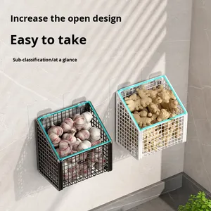 <span class=keywords><strong>Scatola</strong></span> di conservazione per verdure all'aglio con cipolla e zenzero in metallo, moderno e ecologico, <span class=keywords><strong>da</strong></span> cucina, cestino per appendere frutta senza trapano - Product Image 3