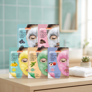 PUREDERM Deep Purifying <b>Black</b> O2 Bubble Mask Charcoal, Volcanic, Turmeric, Green Tea, Peach Made in Korea - Product Image 2