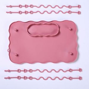 Juego de vajilla de silicona para bebés con ventosa, divisor de alimentos resistente a caídas con mantel individual con cordón, diseño moderno y sencillo - Product Image 4