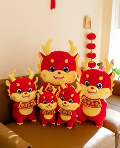 Promotionele Aangepaste 2024 Chinese Nieuwjaar Rode Draak Knuffels Zachte Draak Knuffel