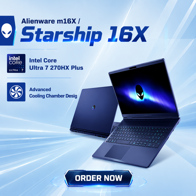 DellAlienware Starship 16X M16X Game Laptop Ultra7 270HX Plus RTX5060 32GB 1TB QHD Display