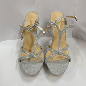 <span class=keywords><strong>Chaussures</strong></span> de mariage formelles pour femmes, confortables, à talons hauts, ornées de strass et de perles, à bout ouvert, à enfiler, rehaussantes - Product Image 5