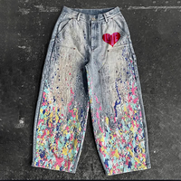 Jeans DiZNEW OEM à quantité minimale de commande basse Streetwear personnalisé à tendance éclaboussures de peinture pour hommes