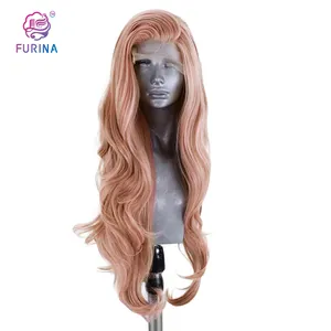 Furina时尚热卖迷人长波浪26英寸日本纤维futura合成蕾丝前假发几乎头发无限