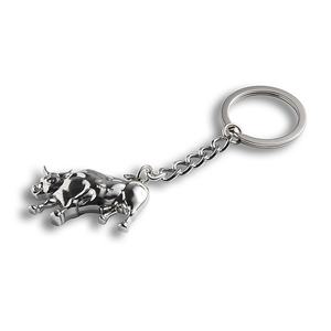 Petit porte-clés en métal argenté personnalisé, motif animal taureau, délicat et raffiné - Product Image 4