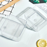 Boîte carrée transparente en PET pour biscuits, rouleaux aux œufs, viande séchée, biscuits de qualité alimentaire, fond plat, modèle N-03