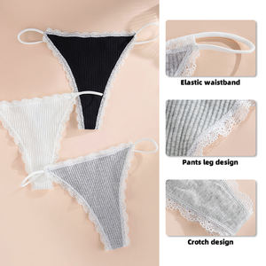 Pantaloni da <span class=keywords><strong>donna</strong></span> di qualità Premium comodi e traspiranti a vita bassa perizoma in tessuto a coste <span class=keywords><strong>taglie</strong></span> <span class=keywords><strong>forti</strong></span> biancheria intima da <span class=keywords><strong>donna</strong></span> in pizzo - Product Image 3