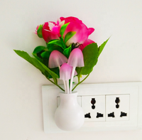 Veilleuse LED en forme de champignon à changement de couleur avec capteur de lumière, design moderne en ABS, éclairage mural décoratif écologique