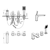 Robinet de bain cascade Weihao, nouveau design, haute qualité, luxe, en laiton chromé poli, 4 trous, pour hôtel, montage sur pont