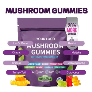 OEM/ODM gummie di funghi potenti complessi vegani: 10 funghi di miscela per uomini leoni criniera REISHI CHAGA Cordyceps