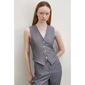 Chaleco con Copas Forradas para Mujer, en Tela de Lana Antracita, para Traje - Product Image 4