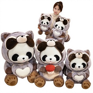 Peluche Creativo a Forma di <span class=keywords><strong>Cuore</strong></span> <span class=keywords><strong>con</strong></span> Raccoon, Adorabile Mascotte Panda che Abbraccia un <span class=keywords><strong>Cuore</strong></span>, Giocattolo Rotondo in Poliestere, 31cm-50cm - Product Image 1