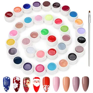 36Pcs Soak Off LED UV Gel Vernis à Ongles Set Pure Color UV Gel Set avec Brosse Vernis à Ongles Gel