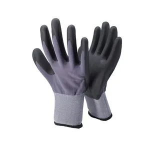 15G di Nylon grigio e Spandex Nitrile nero Ultra sottile finitura rivestita di lavoro Micro schiuma guanti in Nitrile