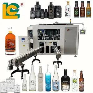 Máquina de serigrafía de botella de vino de vidrio de 4 colores controlada por CNC automática de marca LC con posicionamiento de precisión