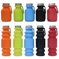 Botella Plegable de Silicona de Grado Alimenticio de 550 ml, a Prueba de Fugas, Libre de BPA, para Venta al por Mayor, con Logotipo Personalizado, MOQ 300