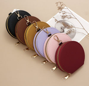 Mini sac rond personnalisé en cuir PU, porte-clés, porte-monnaie, <span class=keywords><strong>portefeuille</strong></span> pour femme, étui à gloss et écouteurs - Product Image 1