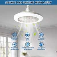 Ventilador de Techo LED Moderno de 360° con Control Remoto, Perfil Bajo con Luz, Ventiladores de Techo LED Inteligentes para Dormitorio E27