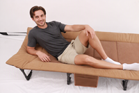 Lits de camping ergonomiques d'extérieur, confortables, avec coussin épais, design moderne, pliables, en acier inoxydable, pour la plage, le parc et le camping