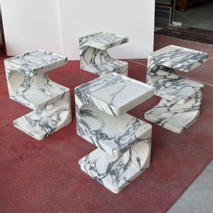 Table <span class=keywords><strong>console</strong></span> Cammy Stone Arabescato Midcentury Light pour petits salons et chambres, meubles faits main pour la maison - Product Image 3