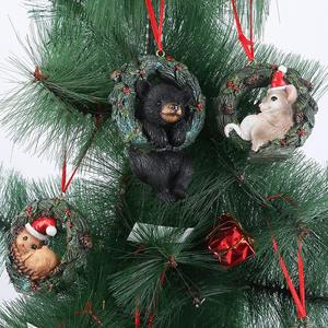 Natale figurina e giocattoli in resina carino ornamento animale alce orso topo ciondolo albero di natale decorazione per bambino regalo festa - Product Image 2