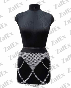 เข็มขัดกระโปรงอาร์มัวร์อะลูมิเนียมขัดเงาสำหรับงาน Ren Fair ชุดเต้นระบำหน้าท้องประดับพู่สำหรับงานคอสเพลย์ - Product Image 4