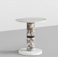 Table d'appoint ronde de style moderne Evelyn pour salon de villa, table d'appoint de luxe en pierre pour chambre d'hôtel, meuble d'angle décoratif