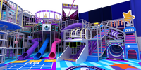 Aire de jeux interactive intérieure pour enfants, équipement d'amusement commercial sur mesure avec labyrinthe, fosse à balles, toboggan et trampoline