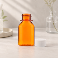 Botol Sampel Cairan PET Kotak Mini Oranye 60ml Bentuk Kompak untuk Perjalanan, Subkemasan Cairan Sirup Oral