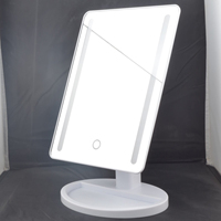 Miroir de maquillage à LED avec lumière Lampe de maquillage pour femmes avec rangement Miroir rotatif de bureau Miroirs cosmétiques Cadeau de Noël