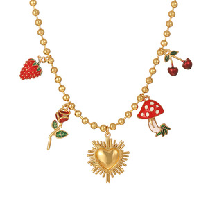Collier Cœur Cerise Esthétique Coquette Y2K avec Breloques Papillon & Coquillage, Ras-de-cou Mignon, Accessoires d'Été pour la Plage, Cadeau Tendance pour Filles - Product Image 2