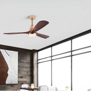 Modern Gold <b>LED</b> <b>Ceiling</b> <b>Fan</b> with 3 Solid Wood Blades and 6 Speed Remote Control Noiseless DC Motor for Living Room - Product Image 6