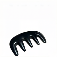 Masseur de tête Gua Sha en pierre de Bian noire naturelle, peigne de raclage à commande manuelle, outil de spa