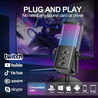 Micrófono de Condensador USB Tipo-C con Cable M7 RGB, Micrófono Profesional para Juegos y Computadora con Iluminación RGB para Grabación
