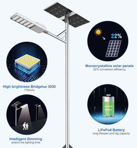 Lámpara Solar LED de 60W IP65 de Fácil Instalación, Controlador MPPT, Panel Solar Jinko, Cuerpo de Aluminio Estable para Aplicaciones en Carreteras - Product Image 2