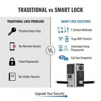 2026 Tuya WiFi Smart Lock-deurgrendel Digitale biometrische vingerafdruk HD Kijkgaatje Camera Keyless Entry Home Security voor appartement