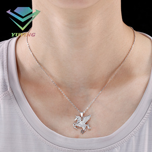 Collier Pendentif Licorne Ailée Porte-Bonheur en Argent 925 avec Diamants Moissanite VVS Couleur D, Style Hip Hop Tendance - Product Image 2
