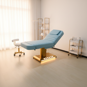 Perlengkapan Salon Kecantikan Modern, Alas Emas, Tempat Tidur Pijat Multifungsi Elektrik yang Dapat Disesuaikan - Product Image 4