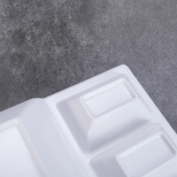 Plateau de service en mélamine réutilisable écologique à 4 compartiments Vaisselle de restaurant en plastique Vaisselle de buffet-Assiette quantité minimale de commande 100pcs