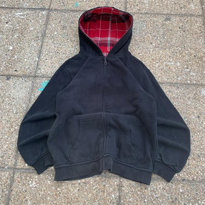 Produzione Personalizzata di Giacche Premium Pesanti 460 Gsm con Felpa con Cappuccio Slim Fit a Quadri con Zip - Product Image 3