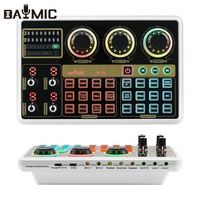 Carte son DAYMIC HC19 DJ Mixer, interface audio USB, 8 effets spéciaux, lumière RGB, double entrée micro pour diffusion en direct, karaoké